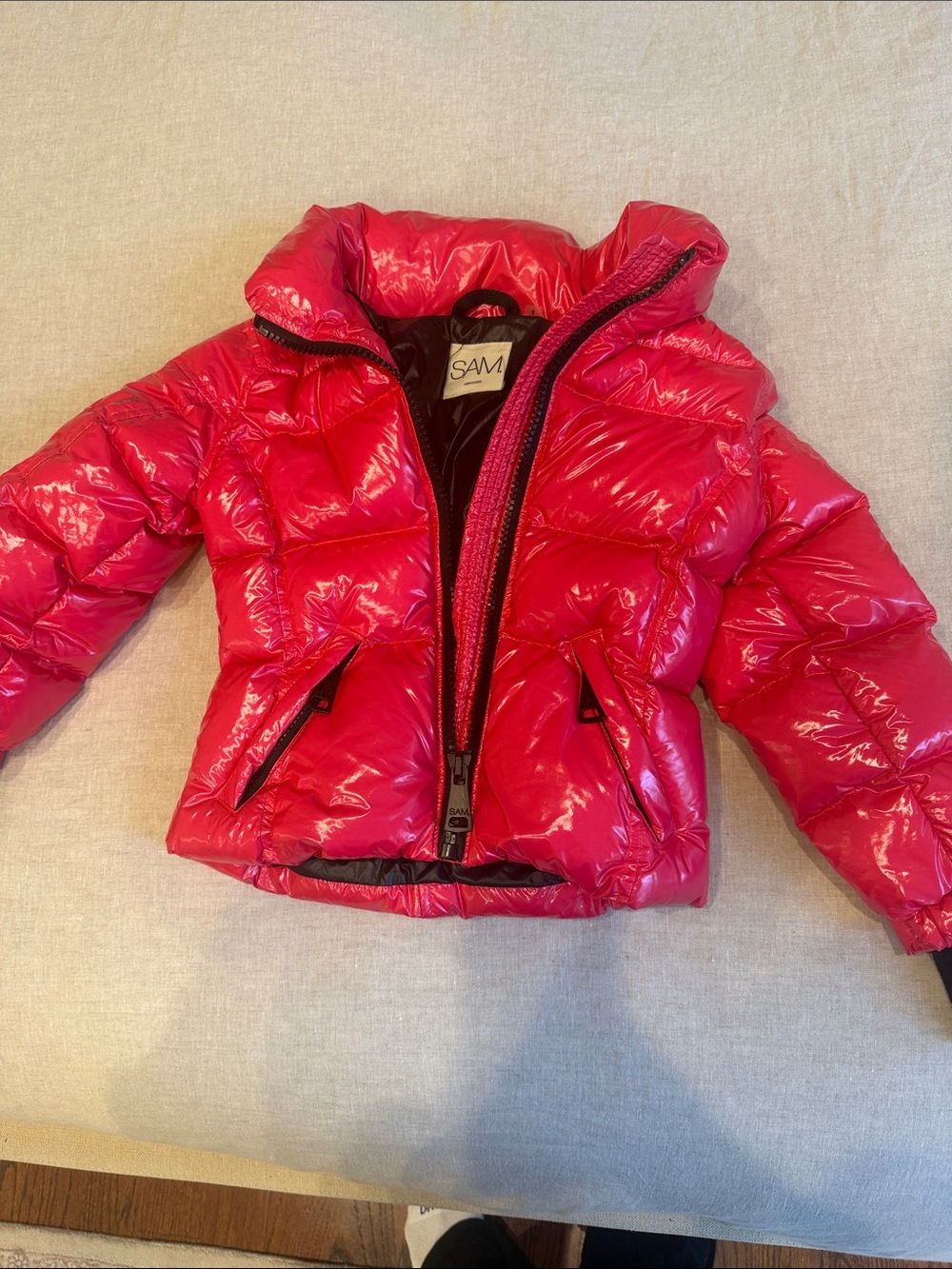Sam. Kids Shiny Hot Pink Puffer Jacket size 4